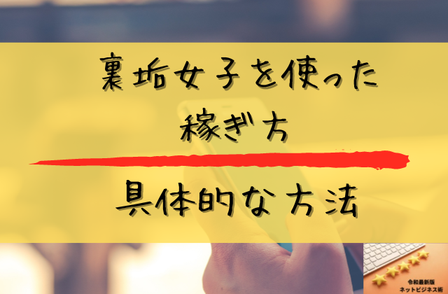 裏垢女子を使った稼ぎ方の具体的な方法と書かれた画像