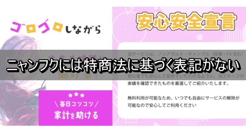 ニャンフクには特商法に基づく表記がない